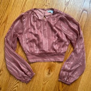 Women’s open back long sleeve crop top in color: rust - size L
